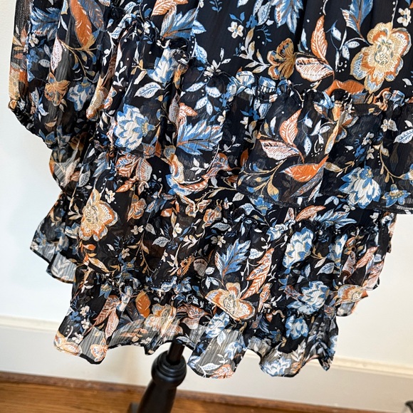 Express Long Sheer Sleeve Ruffled Floral Dress Size Medium - Picture 6 of 14